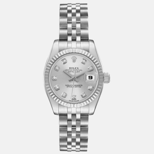 Datejust Steel White Gold Diamond Dial Ladies Watch 179174 26 mm - Rolex - Modalova