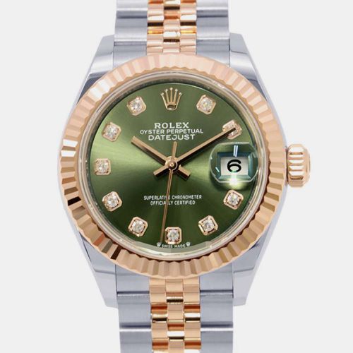 Rolex Green Diamond 18k Rose Gold Stainless Steel Datejust 279171 Automatic Women's Wristwatch 28 mm - Rolex - Modalova