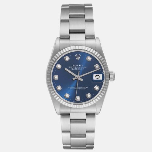 Datejust Midsize Steel White Gold Diamond Dial Ladies Watch 31.0 mm - Rolex - Modalova