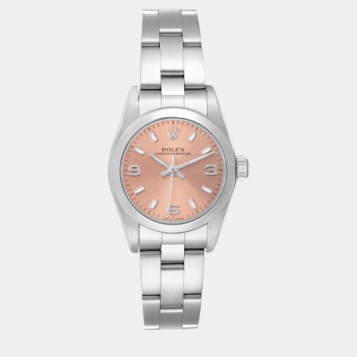 Oyster Perpetual Arabic Salmon Dial Steel Ladies Watch 76080 - Rolex - Modalova