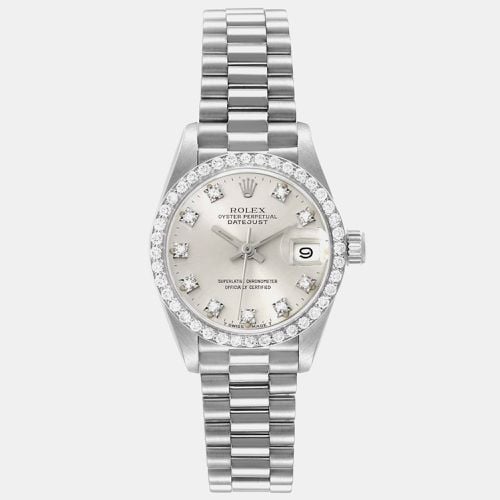 Rolex President Datejust White Gold Silver Diamond Dial Ladies Watch 26.0 mm - Rolex - Modalova