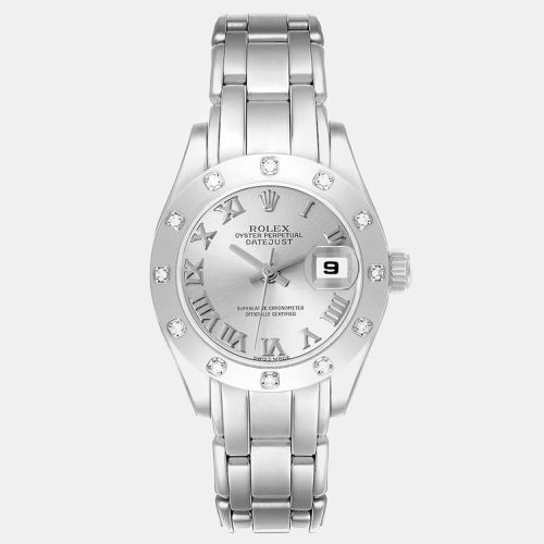 Rolex Pearlmaster White Gold Silver Dial Diamond Ladies Watch 29.0 mm - Rolex - Modalova