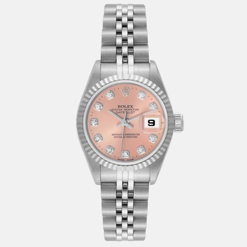 Datejust Steel White Gold Salmon Diamond Dial Ladies Watch 69174 26 mm - Rolex - Modalova