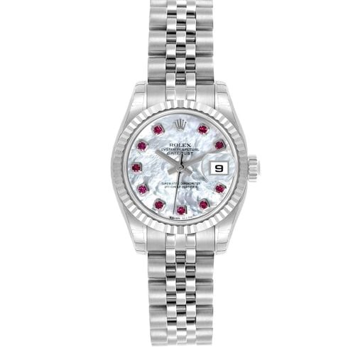 Rolex Datejust Steel White Gold Mother of Pearl Ruby Dial Ladies Watch 26.0 mm - Rolex - Modalova