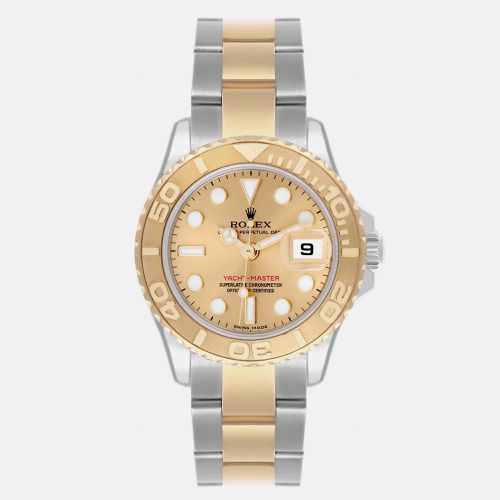 Yachtmaster Steel Yellow Champagne Dial Ladies Watch 29.0 mm - Rolex - Modalova