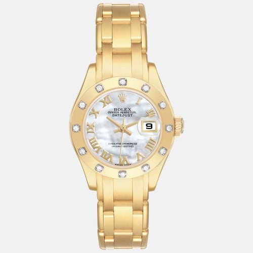 Rolex Pearlmaster 18K Yellow Gold Mother of Pearl Diamond Ladies Watch 29.0 mm - Rolex - Modalova