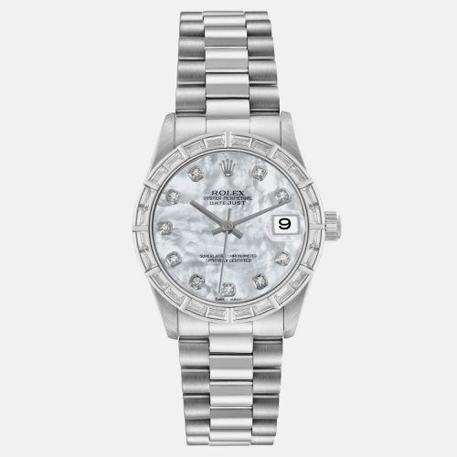 President Midsize Platinum Mother of Pearl Diamond Ladies Watch 31.0 mm - Rolex - Modalova