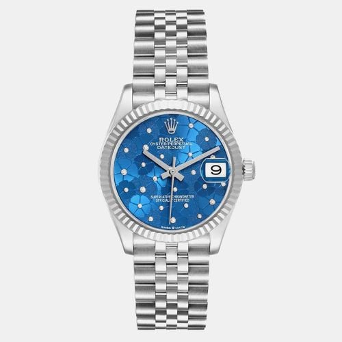 Rolex Datejust Midsize 31 Steel White Gold Blue Flower Dial Watch 278274 - Rolex - Modalova