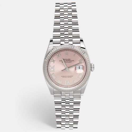 Rolex Pink 18K White Gold Oystersteel Diamond Datejust M126234-0031 Women's Wristwatch 36 mm - Rolex - Modalova