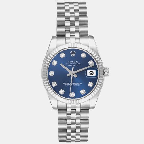 Rolex Datejust Midsize Steel White Gold Blue Diamond Dial Watch 31.0 mm - Rolex - Modalova