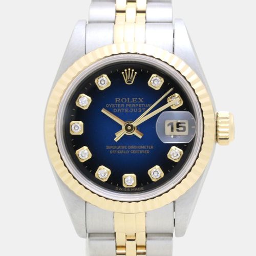 Rolex Blue Diamond 18k Yellow Gold Stainless Steel Datejust 69173 Automatic Women's Wristwatch 26 mm - Rolex - Modalova