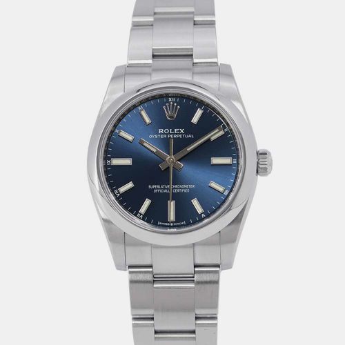 Rolex Blue Stainless Steel Oyster Perpetual 124200 Automatic Men's Wristwatch 34 mm - Rolex - Modalova