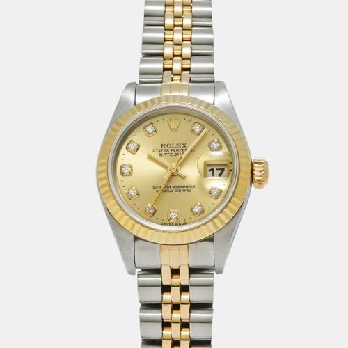 Champagne Diamond 18k Yellow Stainless Steel Datejust 69173 Automatic Women's Wristwatch 26 mm - Rolex - Modalova