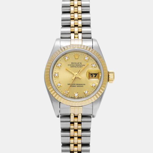 Champagne Diamond 18k Yellow Stainless Steel Datejust 69173 Automatic Women's Wristwatch 26 mm - Rolex - Modalova