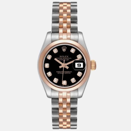 Datejust Steel Rose Gold Diamond Dial Ladies Watch 179161 - Rolex - Modalova