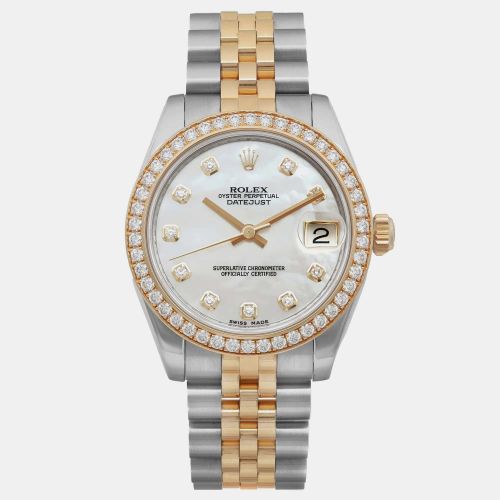 MOP 18K Yellow Gold Stainless Steel Diamond Datejust 178383 Automatic Women's Wristwatch 31 mm - Rolex - Modalova