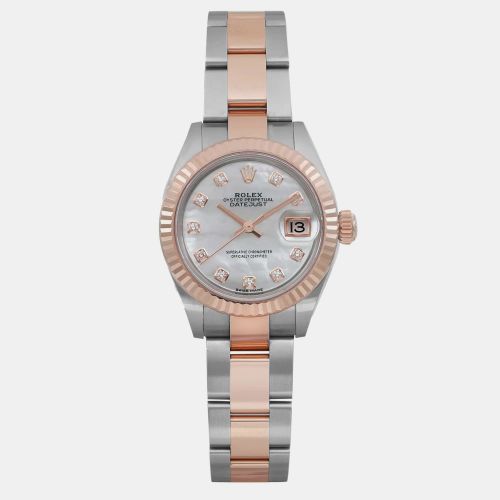 MOP Diamond 18K Rose Gold Stainless Steel Datejust Automatic Women's Wristwatch 28 mm - Rolex - Modalova