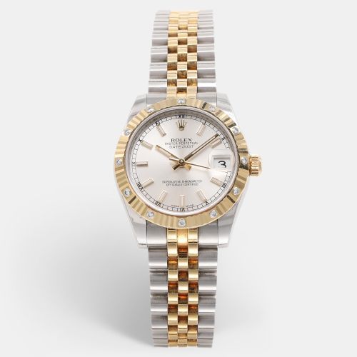 White 18k Yellow Gold 12 Diamond Bezel Oyster Perpetual Datejust Women's Wristwatch 31 mm - Rolex - Modalova