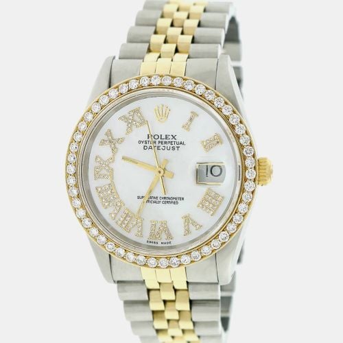 Customised MOP 1.85CT Diamond 18K Yellow Gold Stainless Steel Datejust Automatic Men's Wristwatch 36mm - Rolex - Modalova