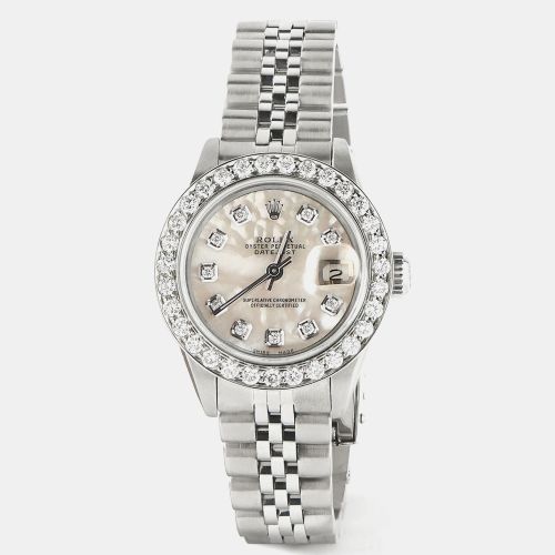 Customised MOP 1.3CT Diamond Stainless Steel Datejust Automatic Women's Wristwatch 26mm - Rolex - Modalova
