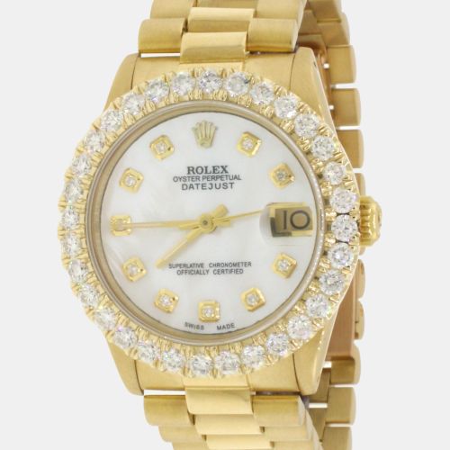 Customised 2.25CT Diamond 18K Yellow Gold President Datejust Automatic Women's Wristwatch 31mm - Rolex - Modalova