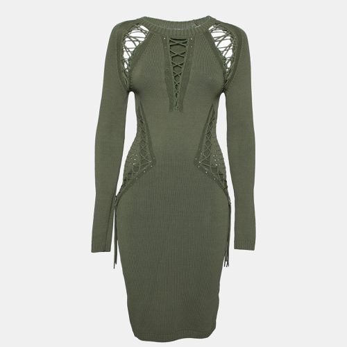 Ronny Kobo Green Knitted Cut-Out Lace Up Detail Bodycon Dress M - Ronny Kobo - Modalova