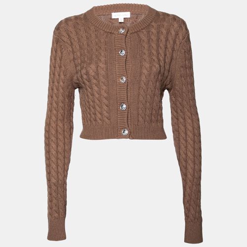 Ronny Kobo Brown Cable Knit Wool Cropped Cardigan M - Ronny Kobo - Modalova