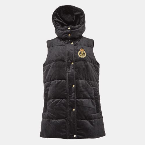 Ralph Lauren Black Velvet Detachable Hood Sleeveless Jacket M - Ralph Lauren - Modalova