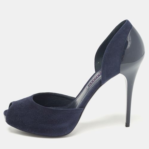 Ralph Lauren Collection Navy Blue Suede Peep Toe D'orsay Pumps Size 37.5 - Ralph Lauren Collection - Modalova