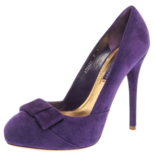 Ralph Lauren Collection Purple Suede Bow Detail Platform Pumps Size 38 - Ralph Lauren Collection - Modalova