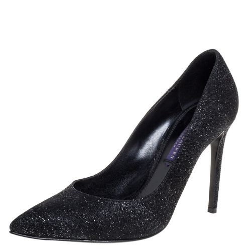 Ralph Lauren Black Glitter Pointed Toe Pumps Size 37 - Ralph Lauren Collection - Modalova