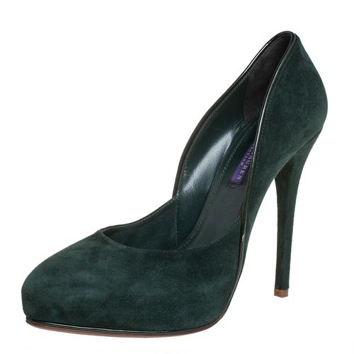 Ralph Lauren Dark Green Suede Platform Pumps Size 38 - Ralph Lauren Collection - Modalova