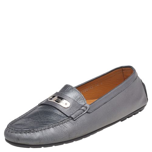 Ralph Lauren Collection Metallic Grey Leather Slip On Loafers Size 40 - Ralph Lauren Collection - Modalova