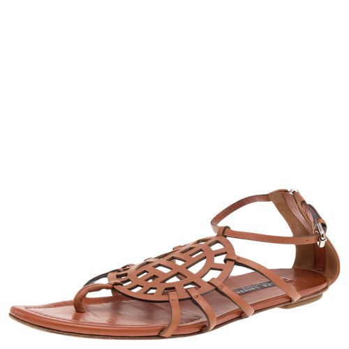 Ralph Lauren Collection Brown Leather Thong Flat Sandals Size 39.5 - Ralph Lauren Collection - Modalova