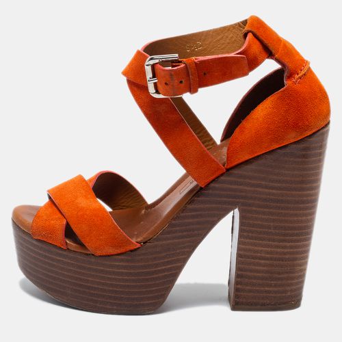 Ralph Lauren Collection Orange Suede Alannah Sandals Size 37 - Ralph Lauren Collection - Modalova