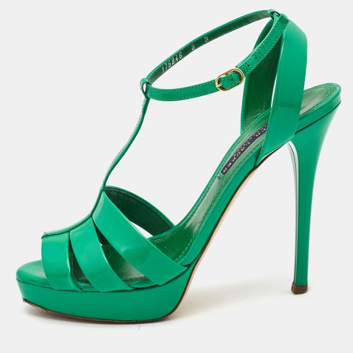 Ralph Lauren Collection Green Patent Leather T Strap Peep Toe Sandals Size 38 - Ralph Lauren Collection - Modalova