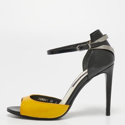 Ralph Lauren Collection Black/Yellow Patent Leather Ankle Strap Sandals Size 36 - Ralph Lauren Collection - Modalova