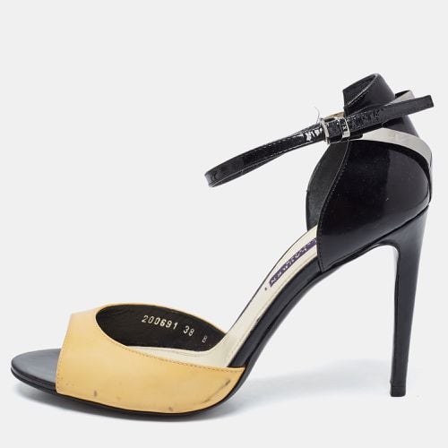 Ralph Lauren Collection Black/yellow Patent Leather Peep Toe Sandals Size 38 - Ralph Lauren Collection - Modalova