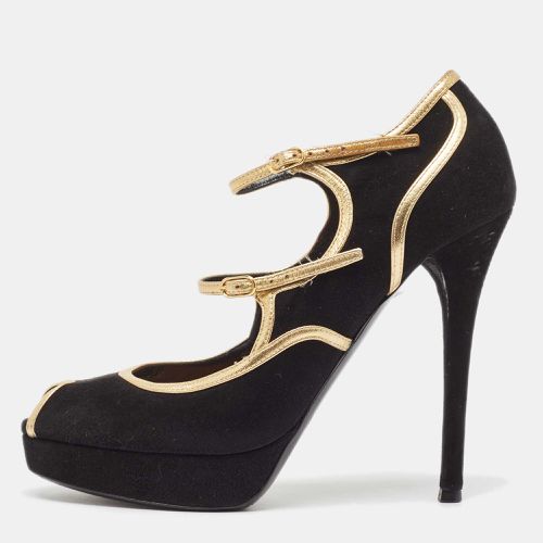 Ralph Lauren Collection Black Suede and Leather Peep Toe Pumps Size 38.5 - Ralph Lauren Collection - Modalova