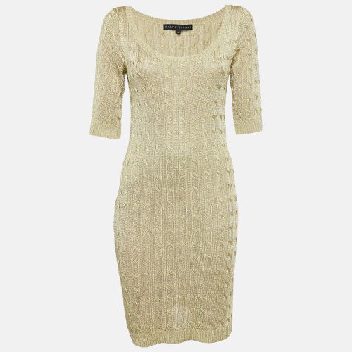 Ralph Lauren Gold Cable Lurex Knit Mini Dress M - Ralph Lauren - Modalova