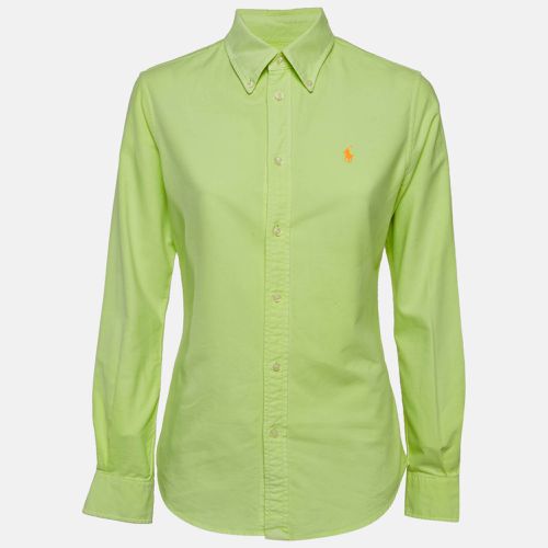 Ralph Lauren Neon Green Logo Embroidered Custom Fit Shirt S - Ralph Lauren - Modalova