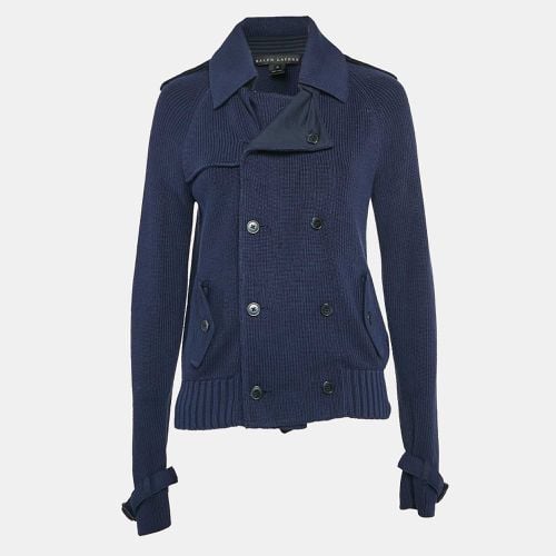 Ralph Lauren Navy Blue Rib Knit Double Breasted Jacket M - Ralph Lauren - Modalova