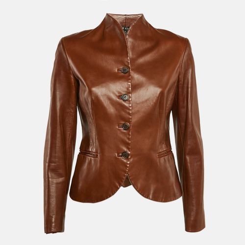 Ralph Lauren Brown Leather Leather Button Front Jacket M - Ralph Lauren - Modalova