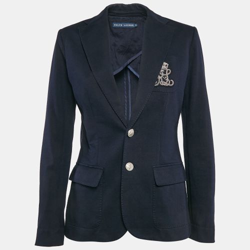 Ralph Lauren Navy Blue Logo Applique Cotton Single Breasted Blazer S - Ralph Lauren - Modalova