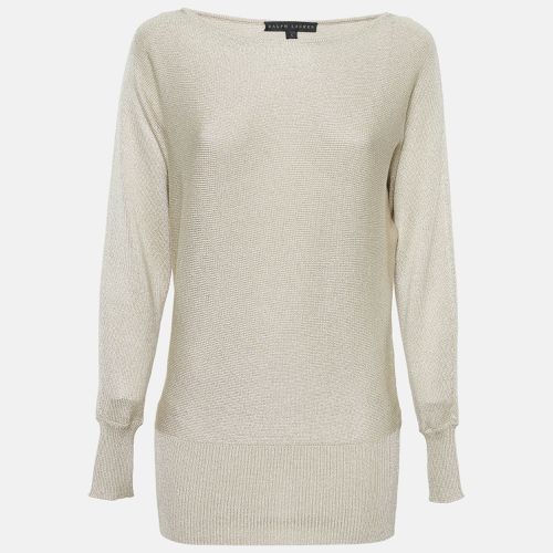 Ralph Lauren Beige Lurex Rib Knit Sweater S - Ralph Lauren - Modalova