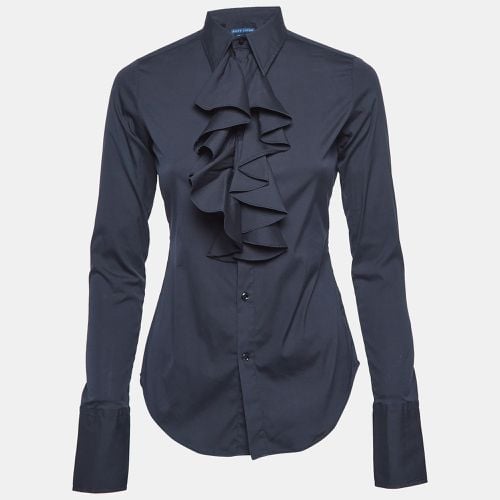 Ralph Lauren Navy Blue Cotton Blend Ruffled Collar Shirt S - Ralph Lauren - Modalova