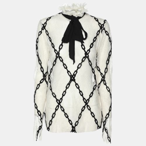 Philosophy Di Lorenzo Serafini White/Black Lace Chain Link Embroidered Tops S - Ralph Lauren - Modalova