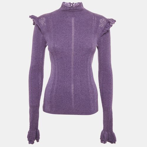 Ralph Lauren Purple Cable Knit Ruffled Sweater S - Ralph Lauren - Modalova