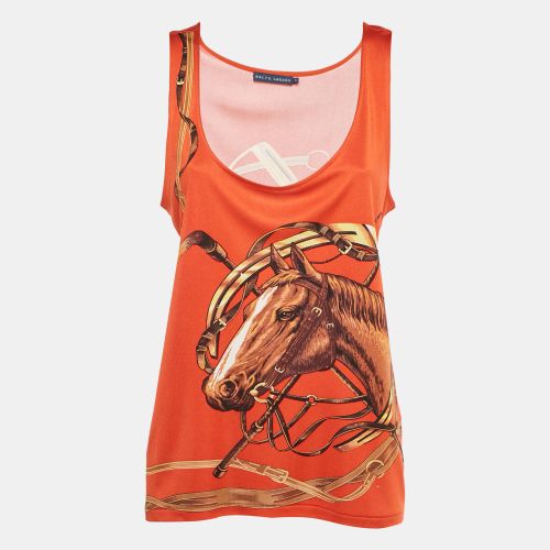 Ralph Lauren Orange Horse and Belt Print Jersey Tank Top S - Ralph Lauren - Modalova