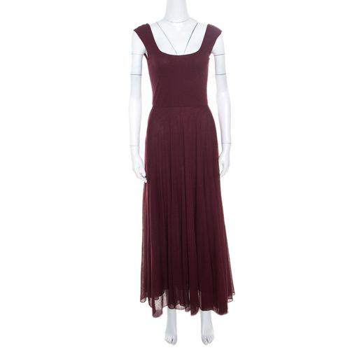 Ralph Lauren Burgundy Cotton Knit Sleeveless Fit and Flare Maxi Dress XS - Ralph Lauren - Modalova